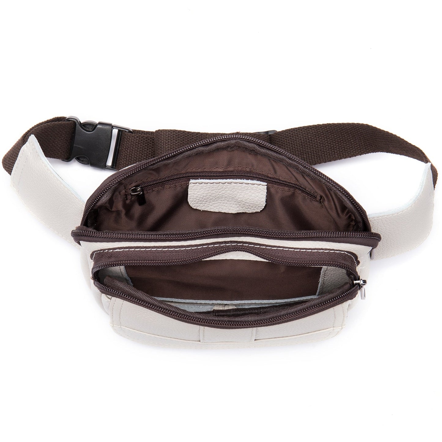 Sac Banane Élégant Simili-Cuir Blanc Unisexe