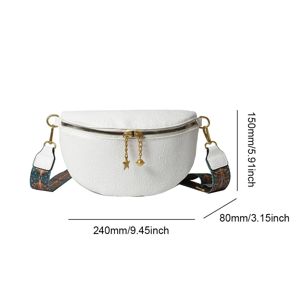 Sacoche Banane Florale Cuir Bohème Chic