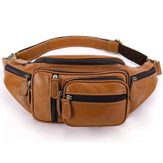 Sac Banane Élégant Cuir Marron Effet Croco
