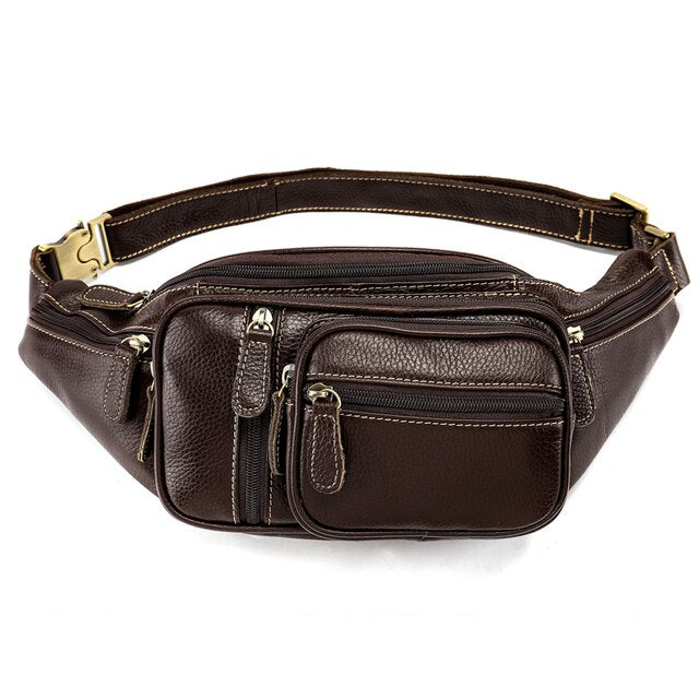 Sac Banane Élégant Cuir Marron Effet Croco