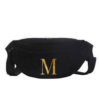 Sac Banane Noir Élégant Lettre M Unisexe - Banane Avenue ™