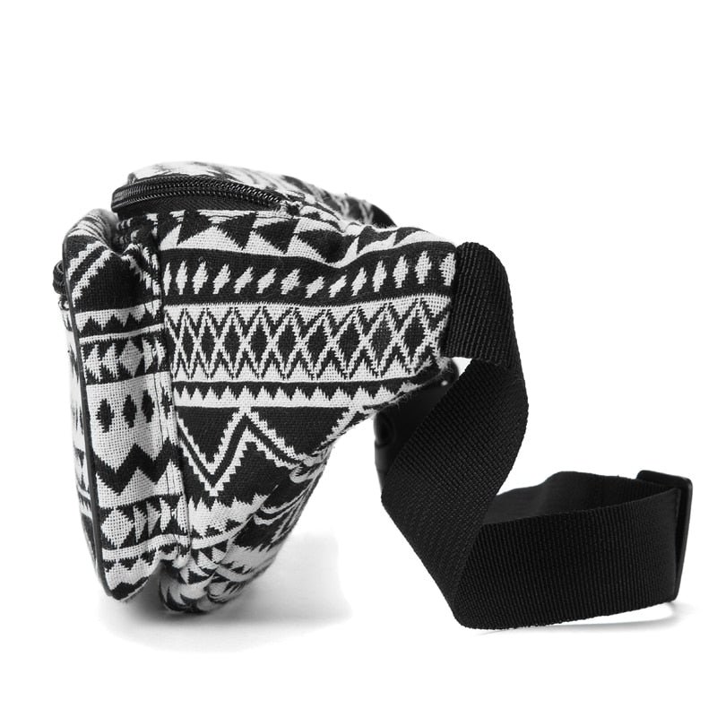 Sac Banane Urbain Motif Géométrique Noir Blanc
