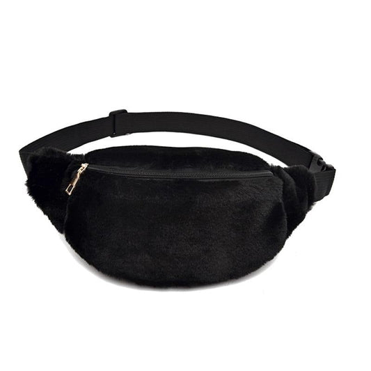 Sac Banane Élégant Velours Noir Ajustable