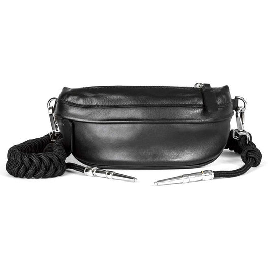 Sac Banane Chic en Cuir Noir Tressé