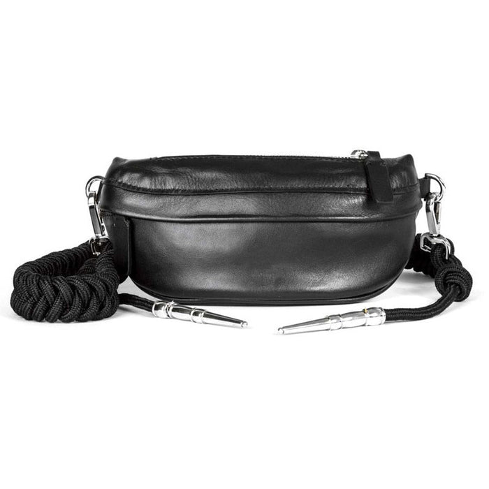 Sac Banane Chic en Cuir Noir Tressé