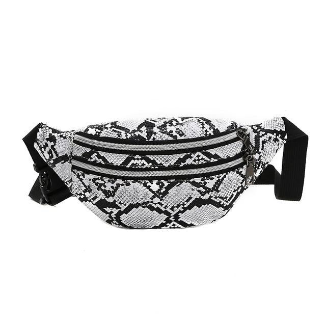 Sac Banane Urbain Motif Python Noir Blanc