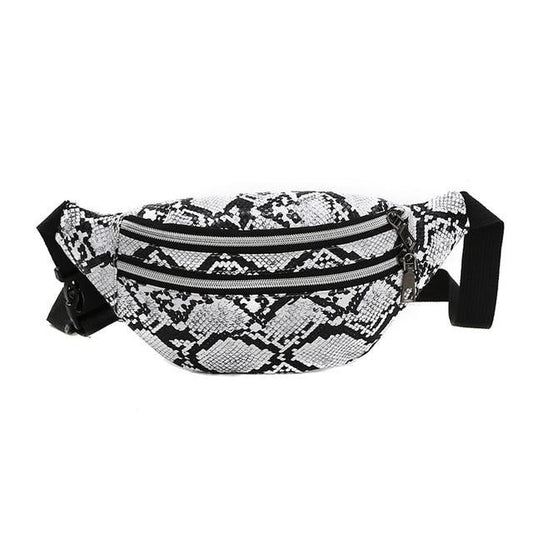 Sac Banane Urbain Motif Python Noir Blanc