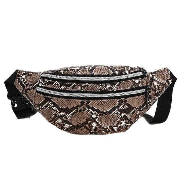 Sac Banane Urbain Motif Python Noir Blanc