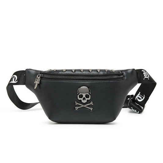 Sac Banane Noir Crâne Punk Urbain