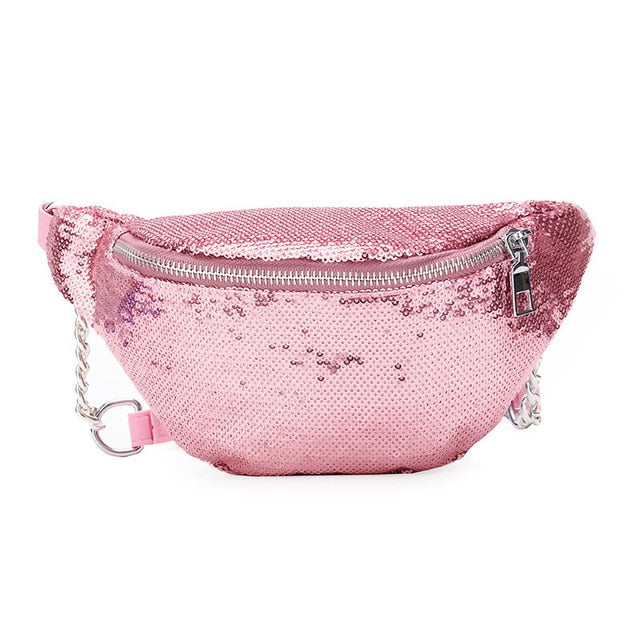 Sac Banane Paillettes Rose Tendance