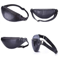 Sac Banane Cuir Noir Unisexe Élégant - modèle Noir - Banane Avenue ™