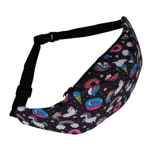 Sac Banane Fantaisie Licorne Noir Multicolore