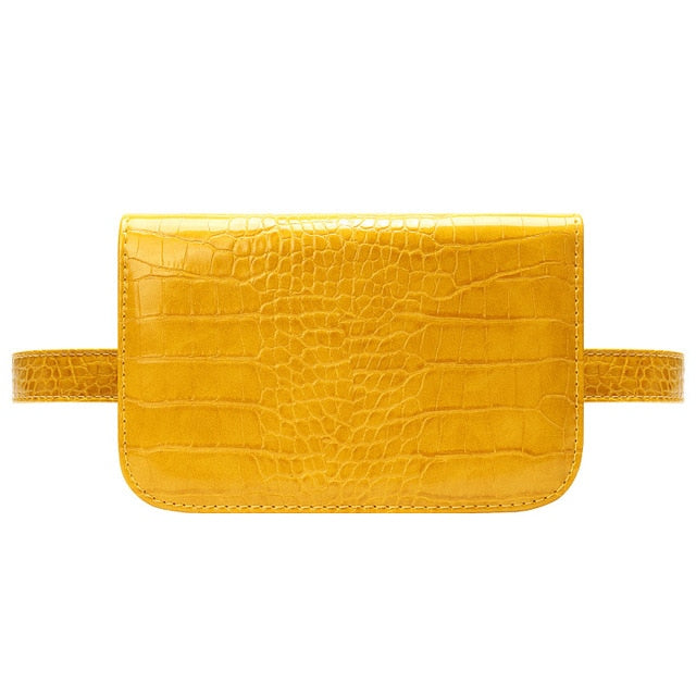 Sacoche Banane Cuir Croco Jaune