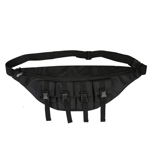 Sac Banane Urbain Multi-Poches Noir Unisexe