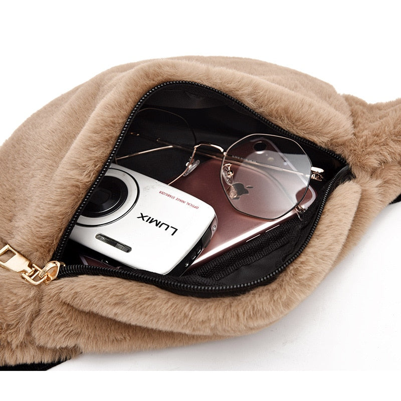 Sac Banane Douceur Peluche Tendance Beige