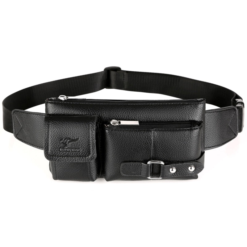 Sacoche Banane Urbaine Cuir Noir Unisexe