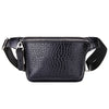 Sac Banane Élégant Cuir Noir Crocodile