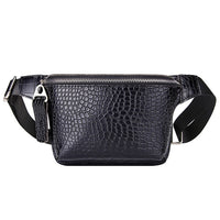 Sac Banane Élégant Cuir Noir Crocodile - Banane Avenue ™