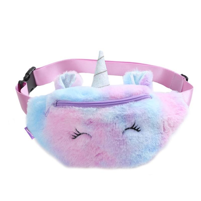 Sacoche Banane Enfant Licorne Rose Peluche