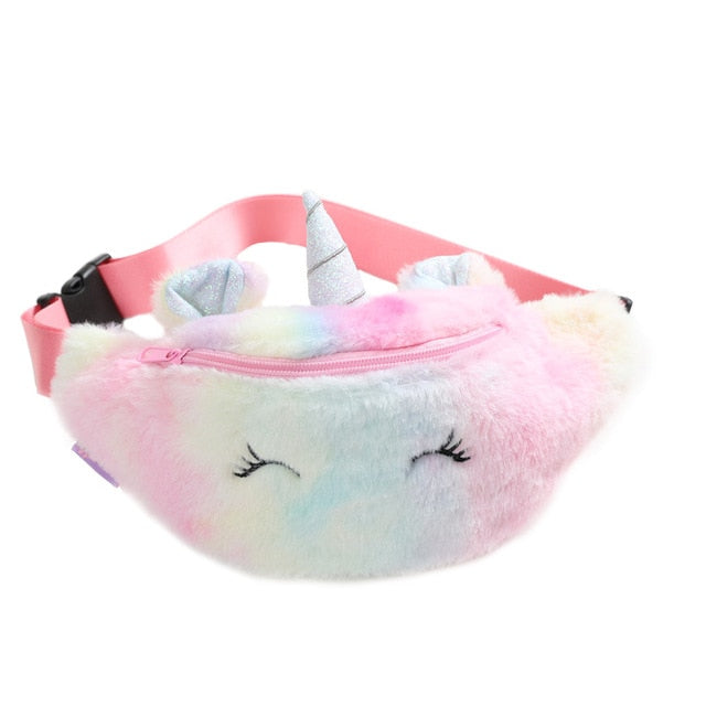 Sacoche Banane Enfant Licorne Rose Peluche