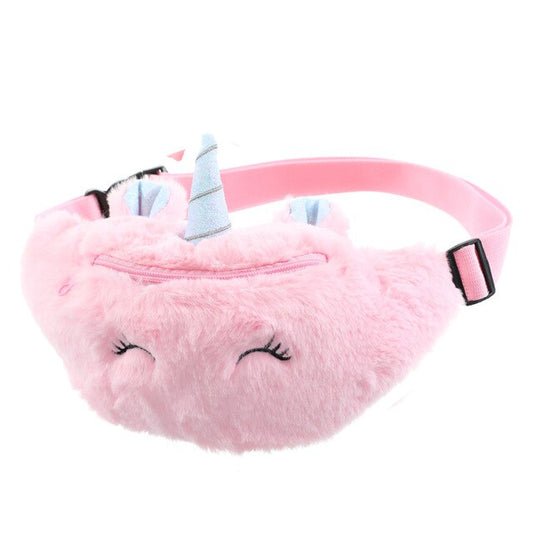 Sacoche Banane Enfant Licorne Rose Peluche