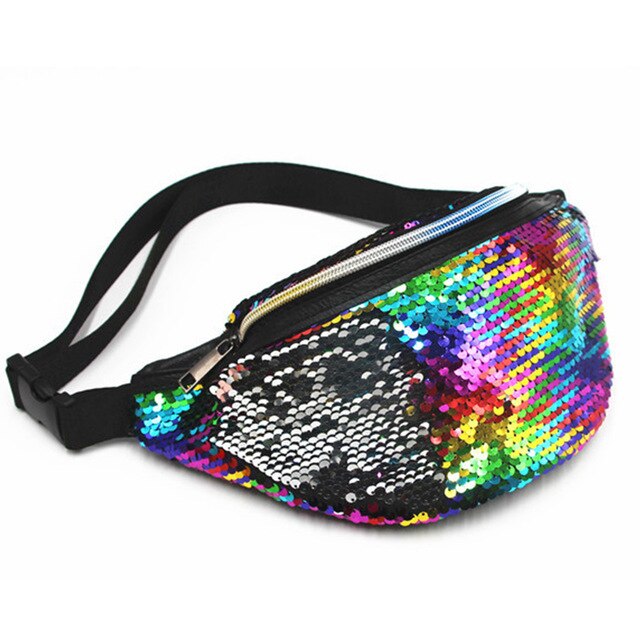 Sac Banane Paillettes Multicolores Réglable