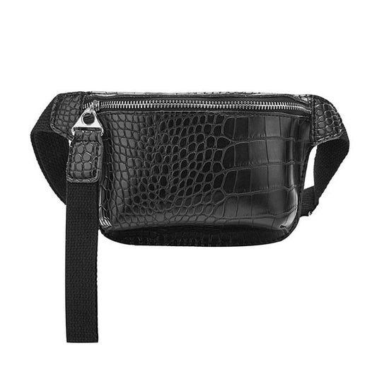 Sac Banane Élégant Effet Croco Noir