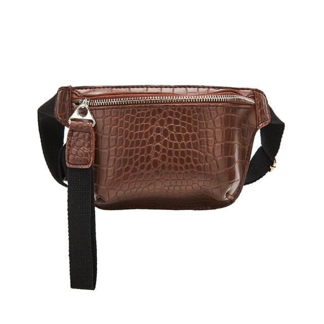 Sac Banane Élégant Effet Croco Noir