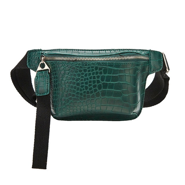 Sac Banane Élégant Effet Croco Noir