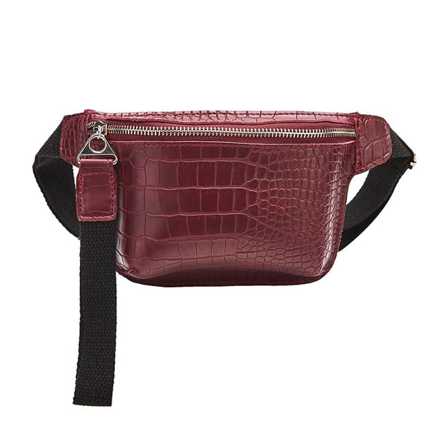 Sac Banane Élégant Effet Croco Noir