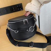 Sac Banane Élégant Cuir Marron Chaîne Métal - modèle Noir - Banane Avenue ™