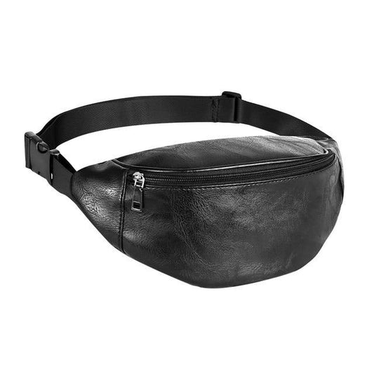 Sac Banane Cuir Noir Ajustable Unisexe