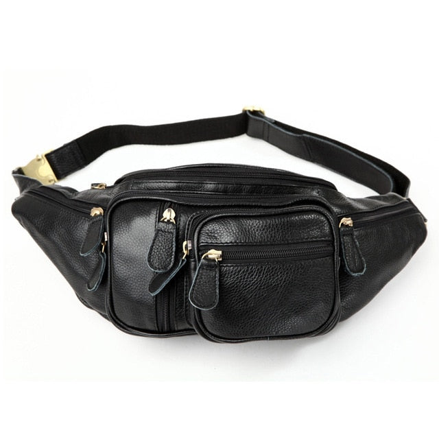 Sac Banane Cuir Noir Multipoches Tendance