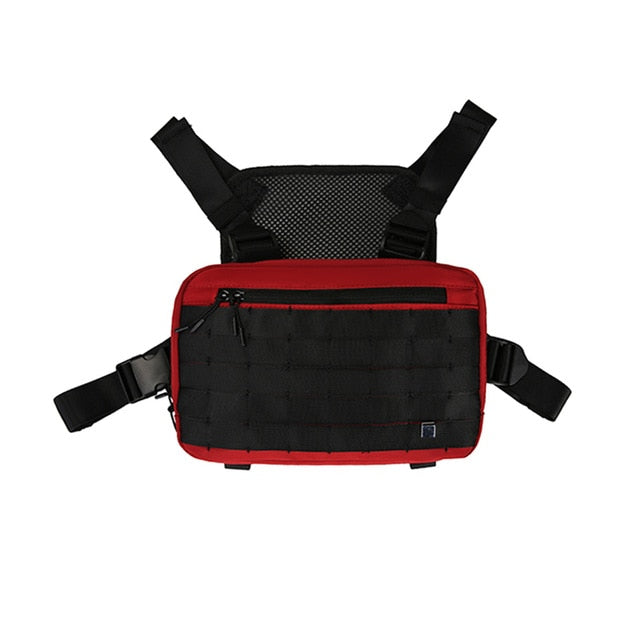 Sacoche Banane Urbaine Tactique Noir Rouge