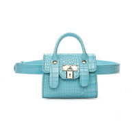 Sacoche Banane Cuir Croco Bleu Chic