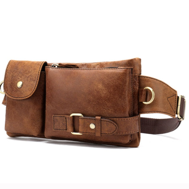 Sacoche Banane Cuir Vintage Unisexe