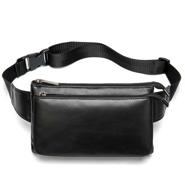 Sacoche Banane Urbaine Cuir Noir Unisexe