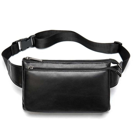 Sacoche Banane Urbaine Cuir Noir Unisexe