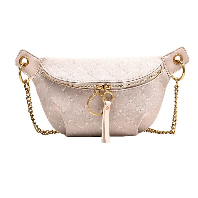 Sac Banane Élégance Matelassé Rouge Chaîne