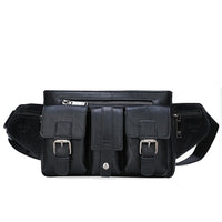 Sacoche Banane Cuir Vintage Multipoche Jeep - modèle Noir - Banane Avenue ™