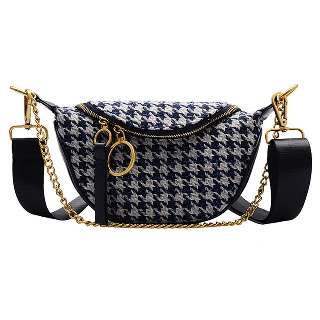 Sac Banane Chic Maille Tissée Orné Doré