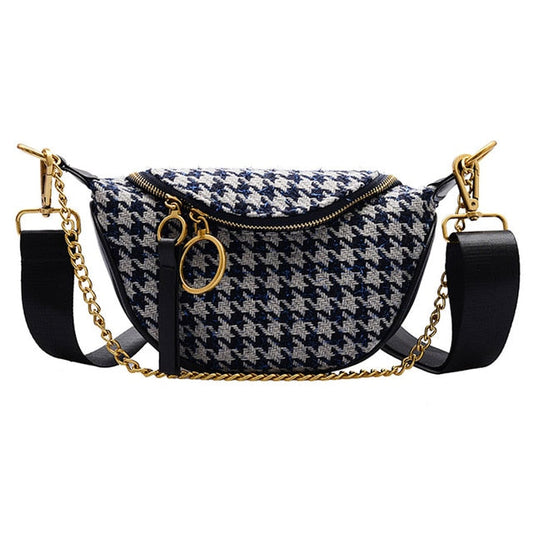 Sac Banane Chic Maille Tissée Orné Doré