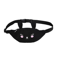 Sac Banane Peluche Chat Kawaii Poche Zip - modèle Noir - Banane Avenue ™