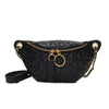 Sac Banane Noir Matelassé Élégant Chaîne Dorée