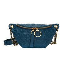 Sac Banane Noir Matelassé Élégant Chaîne Dorée - modèle Bleu - Banane Avenue ™