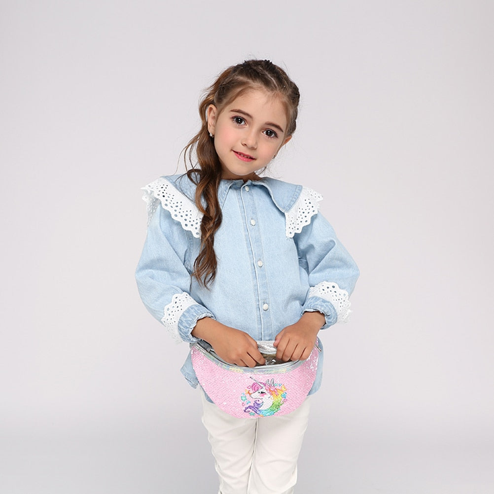 Sac Banane Licorne Paillettes Réglable Enfant