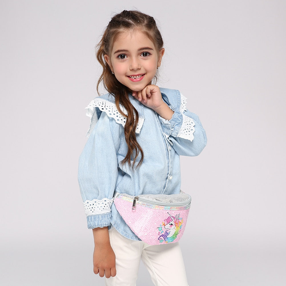 Sac Banane Licorne Paillettes Réglable Enfant