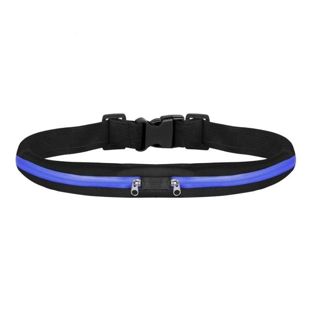 Ceinture Sportive Banane Double Zip Bleue