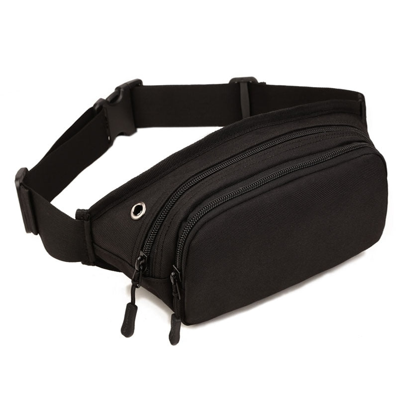 Ceinture Pochette Noire Multi-Rangement Unisexe