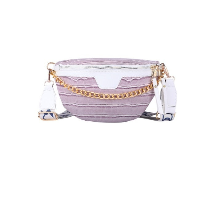 Sac Banane Tendance Violet Chaîne Dorée